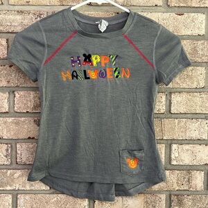 Happy Halloween Pumpkin Mouse Girl's Embroidered Top Size Small S 6-6X